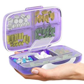 Pill Organizer Airtight Pill Box Large Pill Dispenser Home Travel Supplement Holder Portable Vitamin Sorter Jumbo Size 8 Compartment Airtight Vitamin