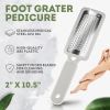 White Double Sided Callus Remover for Feet. Stainless Steel Foot File. Professional Pedicure Foot File Callus Remover with Ergonomic Handle