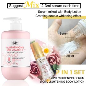 AILKE Lighten Remove Black Spots Facial Skin Care Lotion, Moisturizing Cream Body Glutathion Vitamin C Dark Skin Face New Range (Color: 2 in 1 Set(LOTION))