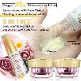 AILKE Whitening Anti-wrinkle Freckle Face Cream With Collagen Hyaluronic Acid Rose Skin Care Women Korean Facial Moisturizer Set (Color: cream and serum)