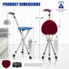 Lightweight Adjustable Folding Cane Seat with Light